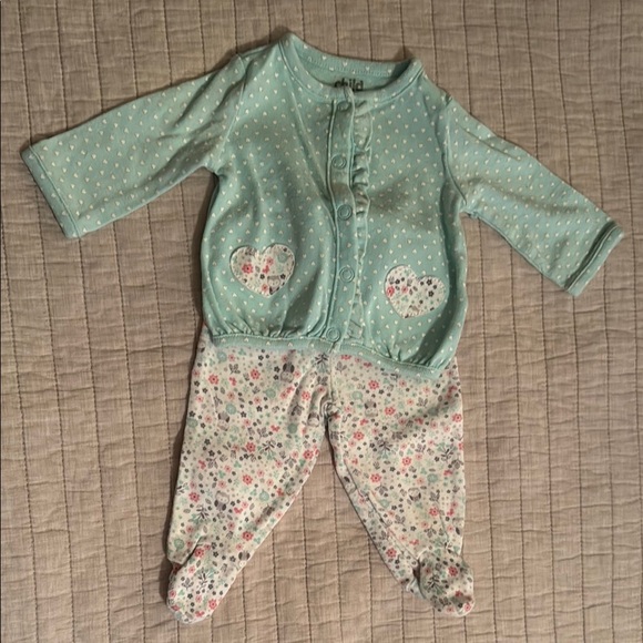 Child of Mine Teal and Floral Baby Set - Picture 1 of 4